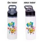 Dkdz Shop Sunger Bobbb Baskılı Pipetli Metal SULUK-650ML. - Sarı - Koyu Pembe