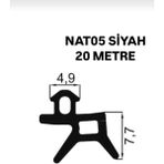 Dkf Conta 5mm Siyah NAT05 Kapı ve Pencere Fitili 20 Metre