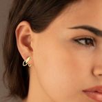 Dkmn 925 Ayar Yaprak Desenli Ear Jacket Kadın Gümüş Küpe