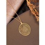 DKMN Gümüş Nazar Duası Daire Biçimli Gümüş Kolye Kadın Gümüş Kolye Dualı Kolye (Gold)