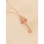 Dkmn Silver 925 Ayar Gümüş El Fettah Anahtar Kolye - Rose - 60 cm