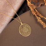 Dkmn Silver Nazar Duası Daire Biçimli Gümüş Kolye Kadın Gümüş Kolye Dualı Kolye - Gold - 60 cm