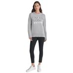DKNY Bayan Varsity Logo Intarsi Süveter, İnci Grisi/Fildişi, L