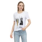 DKNY Bisiklet Yaka T-Shirt , S, 981387, Beyaz, Kadın