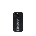 DKNY iPhone 15 Pro Max Rhinestones Metalik Taşlı PU Deri Siyah Telefon Kılıfı