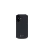 DKNY iPhone 16 Grained Metal Logolu PU Deri Magsafe Uyumlu Siyah Telefon Kılıfı