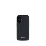 DKNY iPhone 16 Plus Grained Metal Logolu PU Deri Magsafe Uyumlu Siyah Telefon Kılıfı