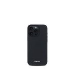 DKNY iPhone 16 Pro Grained Metal Logolu PU Deri Magsafe Uyumlu Siyah Telefon Kılıfı