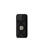 DKNY iPhone 16 Pro Kapitone Metal Logolu Siyah Telefon Kılıfı