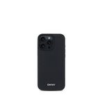 DKNY iPhone 16 Pro Max Grained Metal Logolu PU Deri Magsafe Uyumlu Siyah Telefon Kılıfı