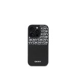 DKNY iPhone 16 Pro Max Repeat Texture Pattern Kartlıklı Siyah Telefon Kılıfı