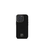 DKNY iPhone 16 Pro Plain Serisi Metal Logolu Magsafe Uyumlu PU Deri Siyah Telefon Kılıfı