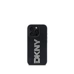 DKNY iPhone 16 Pro Rhinestones Metalik Taşlı PU Deri Siyah Telefon Kılıfı