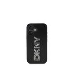DKNY iPhone 16 Rhinestones Metalik Taşlı PU Deri Siyah Telefon Kılıfı
