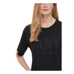 DKNY Jeans Kadın Siyah Bisiklet Yaka Truvakar Kol Baskılı T-Shirt, S Beden