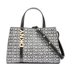 DKNY Kadın Avril Küçük Çanta Crossbody%100 PVC PU Döşeme, Siyah Logo ve Siyah