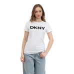 DKNY Kadın Bisiklet Yaka T-Shirt, Beyaz, XL Beden
