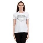 DKNY Kadın Bisiklet Yaka T-Shirt, Beyaz, XS