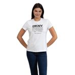DKNY Kadın Bisiklet Yaka T-Shirt, Beyaz, XXS Beden