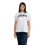 DKNY Kadın Bisiklet Yaka T-Shirt, Beyaz/Siyah, M Beden