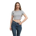 DKNY Kadın Bisiklet Yaka T-Shirt, Gri, XS