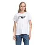 DKNY Kadın Bisiklet Yaka T-shirt, Kısa Kol, Beyaz, S