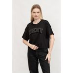 DKNY Kadın Bisiklet Yaka T-shirt, Kısa Kol, Siyah, S Beden