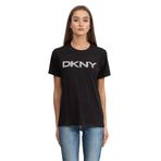 DKNY Kadın Bisiklet Yaka T-shirt, Kısa Kol, Siyah, S