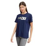 DKNY Kadın Bisiklet Yaka T-Shirt, Lacivert, XS