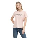 DKNY Kadın Bisiklet Yaka T-Shirt, Pembe, XS