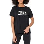DKNY Kadın Bisiklet Yaka T-Shirt, Siyah, M Beden