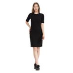 DKNY Kadın Crew Neck Kısa Kollu Elbise, Siyah, M Beden