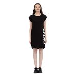 DKNY Kadın Kısa Kollu Mini Elbise, Bisiklet Yaka, Siyah, S Beden