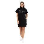 DKNY Kadın Kısa Kollu Yazılı Baskılı Elbise, Siyah, XS Beden