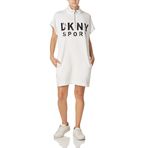 DKNY Kadın spor kadın logolu gündelik elbise, Beyaz, L
