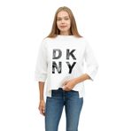 DKNY Kadın Sweatshirt, Bisiklet Yaka, Beyaz, XS