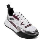 DKNY Zanira Lace Up Kadın Sneaker, White/Nickel, 7.5 Beden