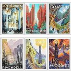 DKORARTE 10'lu A4 duvar panosu seti, resimler, dekorasyon, modern oturma odası, yatak odası, oda, çerçevesiz, seri ve filmler için, Yüzüklerin Efendisi, Hobbit, (29,7 x 21 cm)