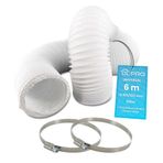 DL-pro 6 m hava tahliye hortumu, çap 100/102 mm, PVC hortum, havalandırma hortumu, 100'lü klima için, çamaşır kurutucu, davlumbaz, kelepçeli