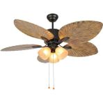Dlc Group Oklahoma Kahverengi Tavan Vantilatörü 132 cm Metal Malzeme ile Aydınlatmalı ve Hız Ayarlı - Siyah