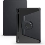 Dlrcase Samsung Galaxy Tab S8 Plus SM-X800 Uyumlu Tablet Kılıf Termik Arkası Şeffaf Smart Kapaklı Kalem Bölmeli T1 Siyah