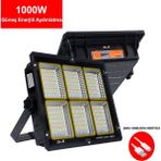 DLS Güneş Enerjili Solar 1000 Watt LED Projektör Taşınabilir Sarı Beyaz ve Çakar Işık Lamba - Beyaz - Gold
