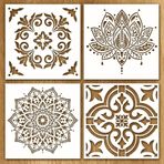 DLY LIFESTYLE 4 Paket 12x12 İnç Mandala Şablonlar, El Sanatları için Büyük Yeniden Kullanılabilir Şablonlar - Lazer Kesim Boyama Şablonu - Zemin, Duvar, Fayans, Kumaş, Mobilya için Çizim Şablonu - Ahşap İşaretler Üzerine Boyama Şablonları…