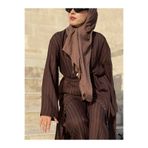 DLZ COLLECTİON ÇİZGİ DESENLİ 2' Lİ ABAYA TAKIM