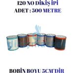 Dm Dikişmarket 120 No Karışık Renkli Dikiş Ipliği Küçük Boy Dikiş Ipi Makara (500 Mt)-Yerli Üretim 6li Set - SET5