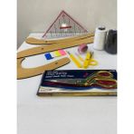 dm dikişmarket Dikiş Başlangıç Seti Rigalı Set 3 lü riga seti (modelist gönyesi / 3lü riga set/altın makas/çizgi taşı /ilik açıçı/mezura/çıt makas/siyah-beyaz ip) - 3LÜ RİGA SET