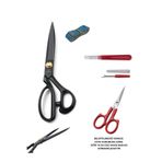 dm dikişmarket Hard Steel Marka Kumaş Kot Kesim Profesyonel Terzi Makası 25cm Ve Nakış Makası Ilik Sökücü Seti