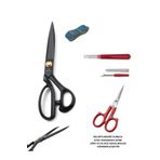 dm dikişmarket Hard Steel Marka Kumaş Kot Kesim Profesyonel Terzi Makası 30cm Ve Nakış Makası Ilik Sökücü Seti