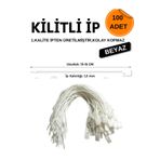 dm dikişmarket Kilitli Ip Renkli Asmalı Etiket Bağlama Ipi Lock String Tag Rope 100 Adet Beyaz