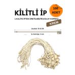 dm dikişmarket Kilitli Ip Renkli Asmalı Etiket Bağlama Ipi Lock String Tag Rope 100 Adet krem